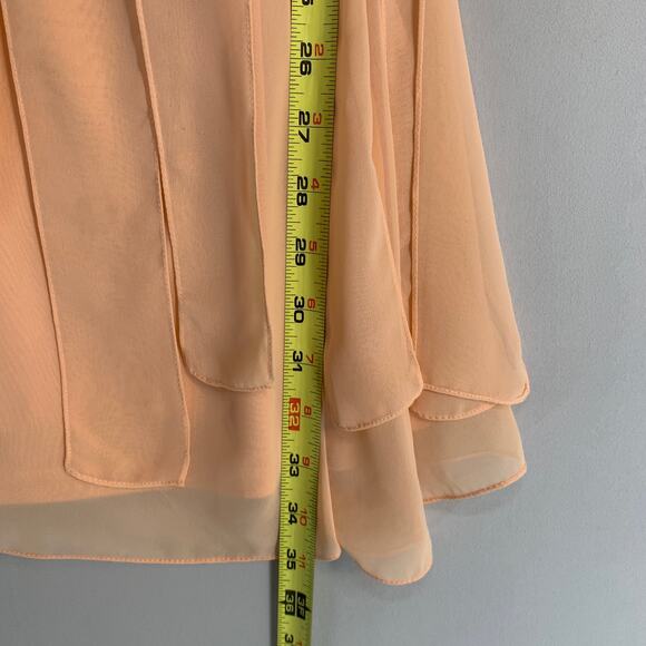 Sue Wong Studios W Beaded Chiffon Empire Waist Cocktail Dress Peach Size 4 - Picture 9 of 12